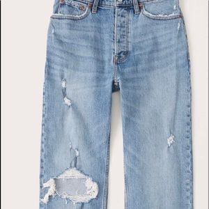 Abercrombie & fitch the dad high rise jeans light wash blue 26 long nwt